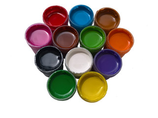 Poster Paints in Cups Isolated