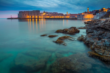 Fototapeta premium Dubrovnik, Croatia. Beautiful romantic old town of Dubrovnik during sunset.
