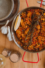 Spanish paella with chicken