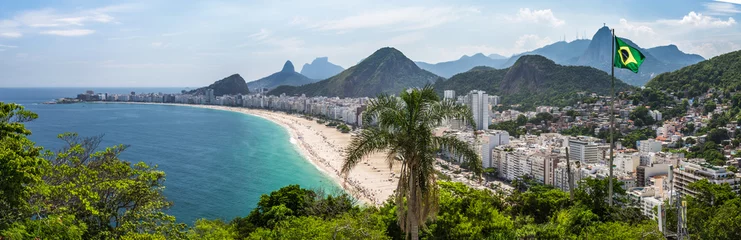 Fotobehang Rio de Janeiro Gezicht op de Copacabana, vanaf het fort in Rio de Janeiro, Brazilië
