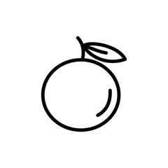 orange fruit with leaf line icon black on white