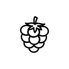 raspberry berry with leaf line icon black on white