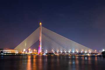 Fototapeta na wymiar Rama VIII Bridge at night