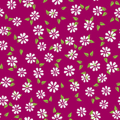 Fototapeta na wymiar Silhouettes of abstract flowers and leaves. Simple seamless flower pattern. Colorful endless background.