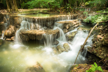 waterfall long exposure kanchanaburi thailand