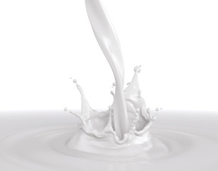 splashing milk on white background,3d render