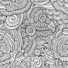 Abstract vector hand drawn nature floral seamless pattern