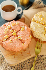 traditional eastern desserts on wooden background
