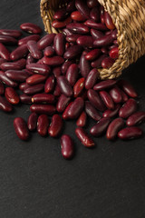 red beans on the black table
