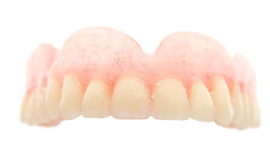 false teeth on a white background