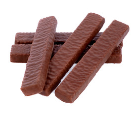 wafers in chocolate isolated on a white background