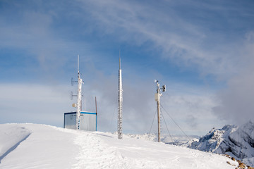 Automatic weather station is on the top of the mountain