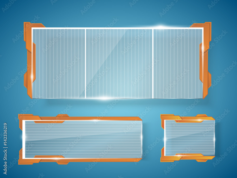 Poster glass banners isolated on transparent background. vector template
