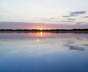 sunset on the lake as a backdrop