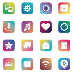 Vector gradient app icons of social media. Application buttons with gradient elements