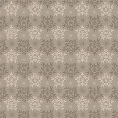 Gordijnen Abstract seamless beige and brown snowflake vector pattern. © More Images