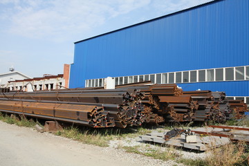 Fototapeta na wymiar steel construction for the outdoor warehouse