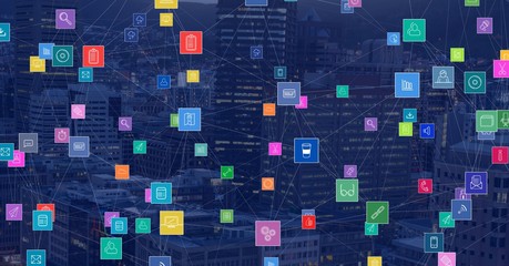 Night city with connectors