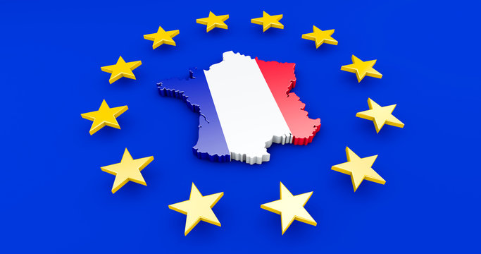 Europa und Frankreich - EU Sterne und 3D Karte von Frankreich