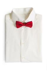 folded shirt with a bow on a white background in plan