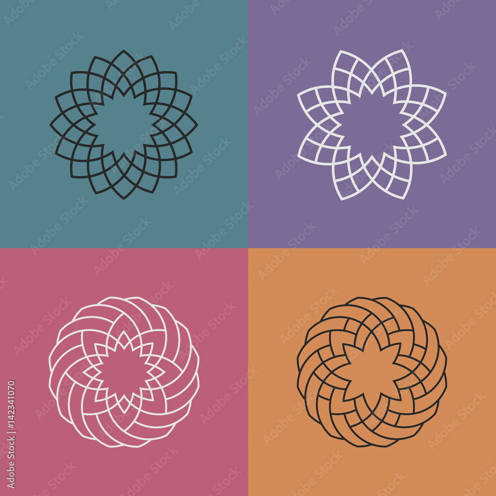 Poster set of abstract linear pattern logos