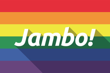 Long shadow gay pride flag with  the text Hello! in the swahili language