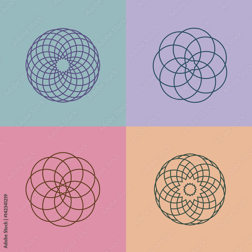 Poster set of linear pattern logos