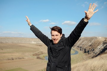 Happy handsome  man outdoors portrait