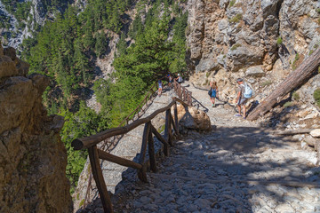 National Park of Samaria, Grecce, island Crete. Gorge Samaria. Road leading down. Itinerary for...