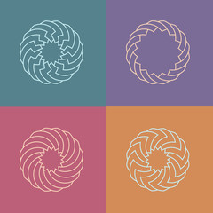 Set of round linear pattern logos