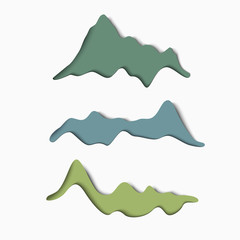 Set of stylized paper mountains
