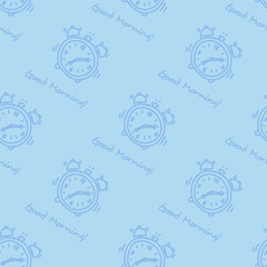 Seamless pattern with alarm clock