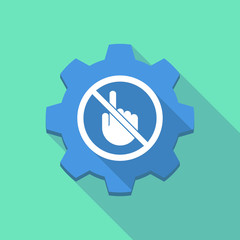 Long shadow gear with  a touching hand  in a not allowed signal