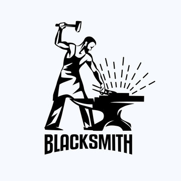 blacksmith isolated vector symbol, stylized retro emblem template