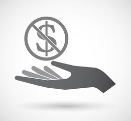 Isolated hand with  a dollar sign  in a not allowed signal