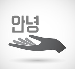 Isolated hand with  the text Hello in the Korean  language