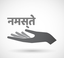 Isolated hand with  the text Hello in the hindi language