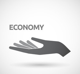 Isolated hand with  the text ECONOMY