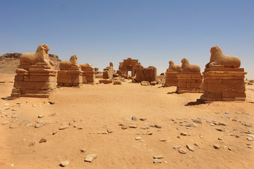 Naqa or Naga'a  -  a ruined ancient city of the Kushitic Kingdom of Meroë in modern-day Sudan with Amun temple © robnaw