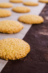 Cookie with sesame seeds.