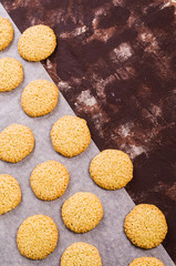 Cookie with sesame seeds.