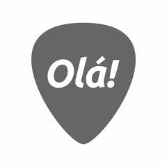Isolated guitar plectrum with  the text Hello! in the Portuguese language