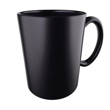 Black mug isolated on white background 3D rendering.