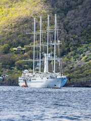 Luxus Seleschiff Wind Star in der Bucht von Port Elisabeth,, Port Elisabeth, Bequia, Inseln über...