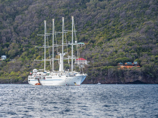 Luxus Seleschiff Wind Star in der Bucht von Port Elisabeth, Port Elisabeth, Bequia, Inseln über...