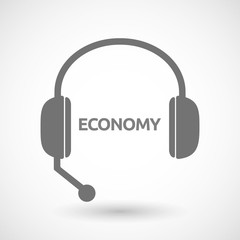 Isolated hands free headphones with  the text ECONOMY