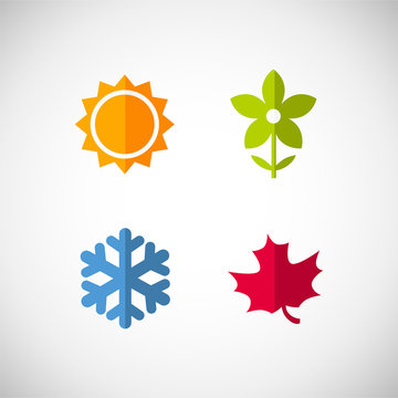 Vector Season Icons. Four Seasons Icon Symbol Vector Illustration. Weather