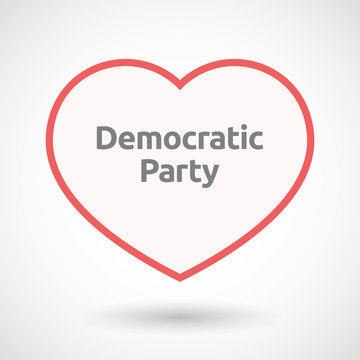 Isolated line art heart with  the text Democratic  Party