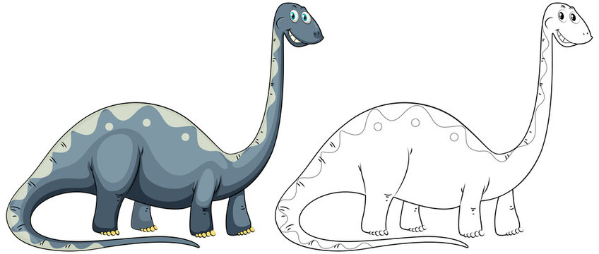 Animal doodle outline for long neck dinosaur