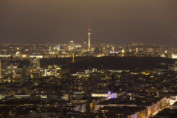 berlin germany cityscape from above at night